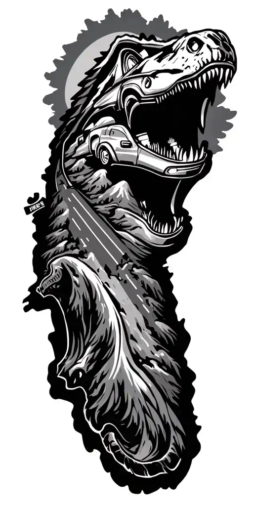 Map With Landmarks With Road Mountains Trex Fire Truck Fast Car Drum Set