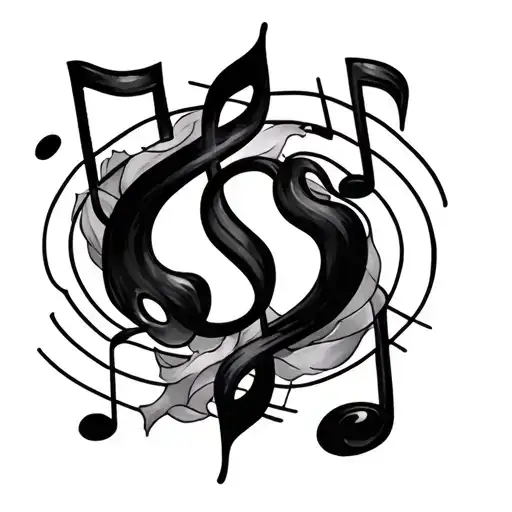 N S With Two Music Notes Coming Togeter In The Center To Make One Note