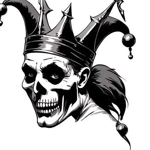 A Jester With A Four Pointed Crown But His Face Is Only Bone