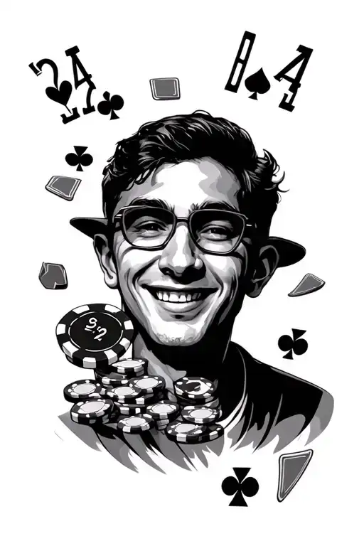 Man Who Only See The Smile By Throwing Poker Chips And Letters That Are 2 A