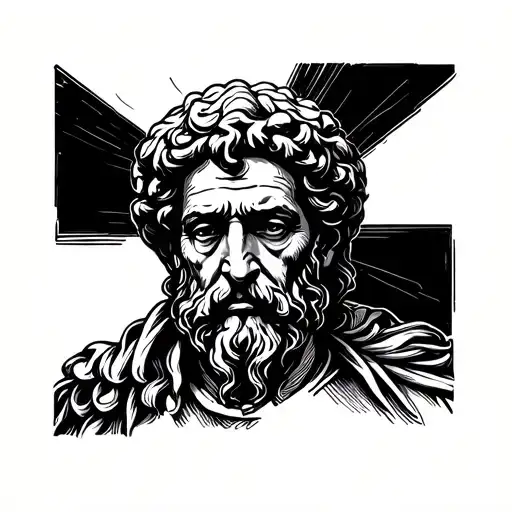 Square Tattoo About Stoicism With The Philosopher Seneca