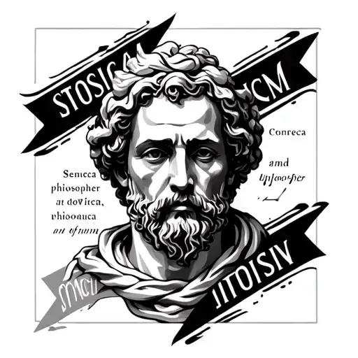 Square Tattoo With Text About Stoicism And The Philosopher Seneca