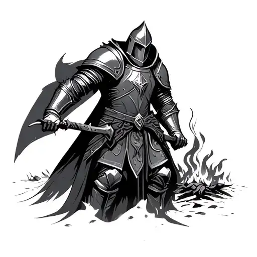 Dark Souls Farram Knight At Bonfire