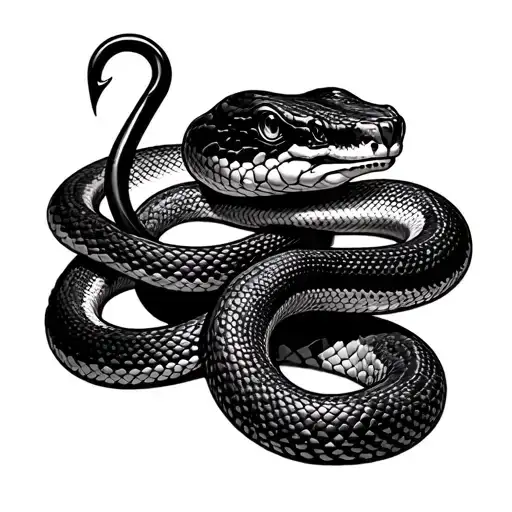 Create Me A Carpet Python With A Inky Black Head Coiled Around A Snake Hook