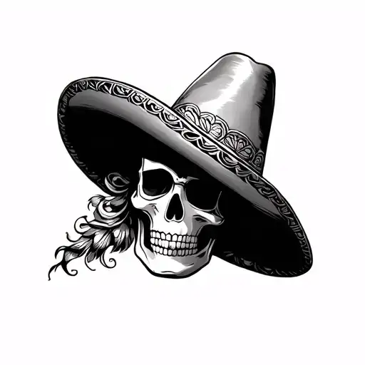 Mexican Skull With Sombrero