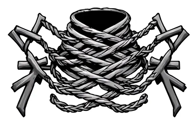 Barrbed Wire Rapped Around The Collar Bones With Crosses At The End