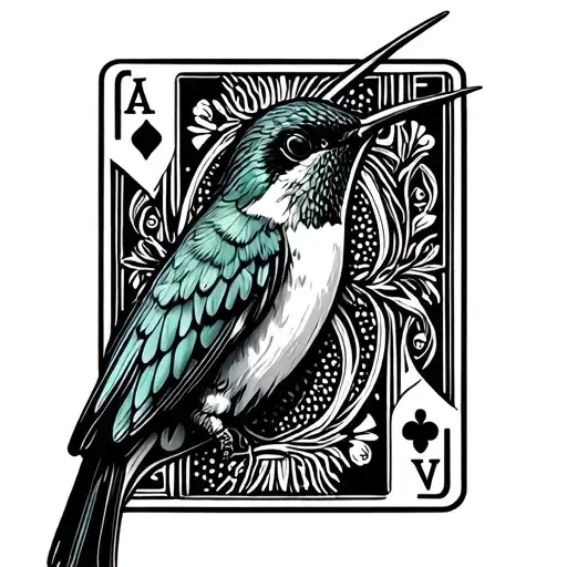 Hummingbird With Euchre Cards