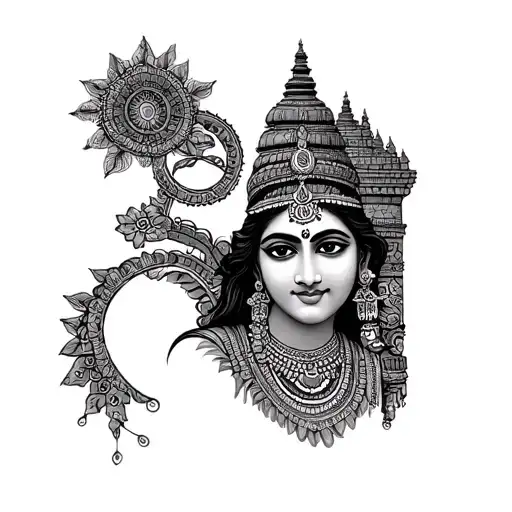 Hindu Band Tatto With Temple