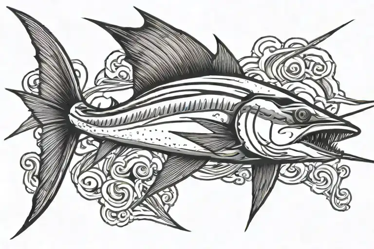Swordfish Swimming Through A Sea
