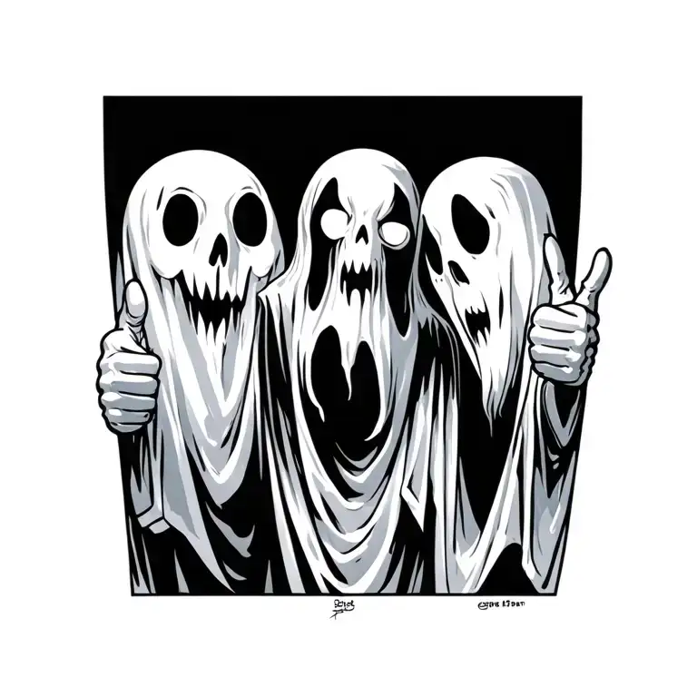 3 Mini Sheet Ghosts Doing A Thumbs Up