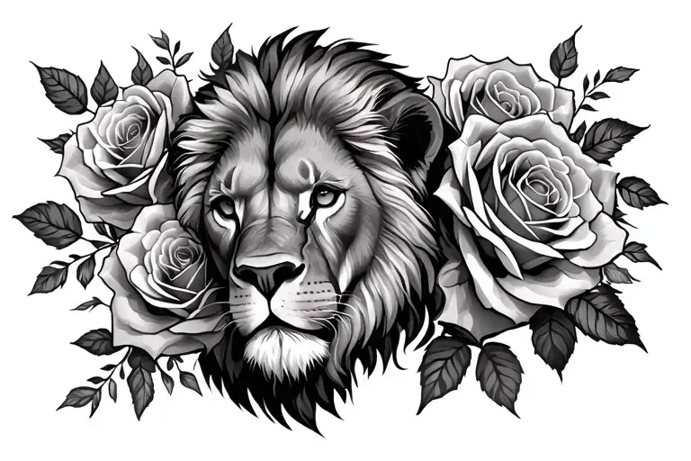 Roses And Lion Head