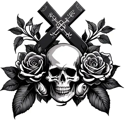Skulls Roses Cross Fish