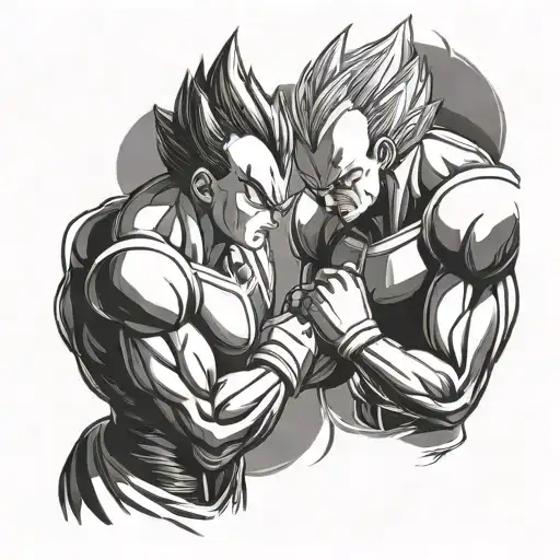 Majin Vegeta Facing Off In Battle