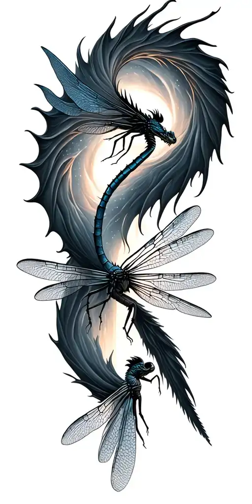 Beautiful Dragonflies Against The Northern Lights