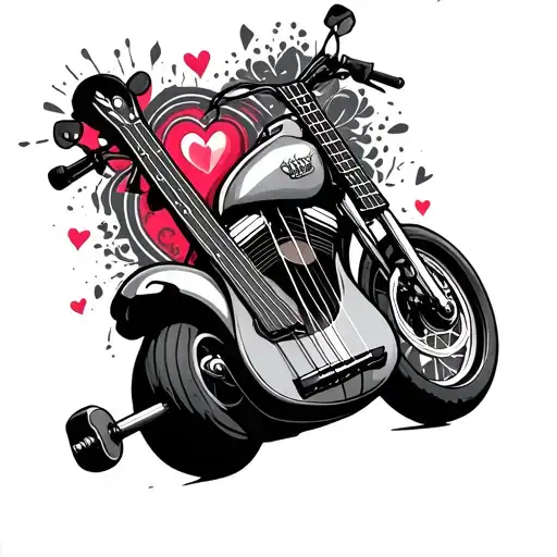 Heart Barbell Motorcycle Ukelele Merged Together