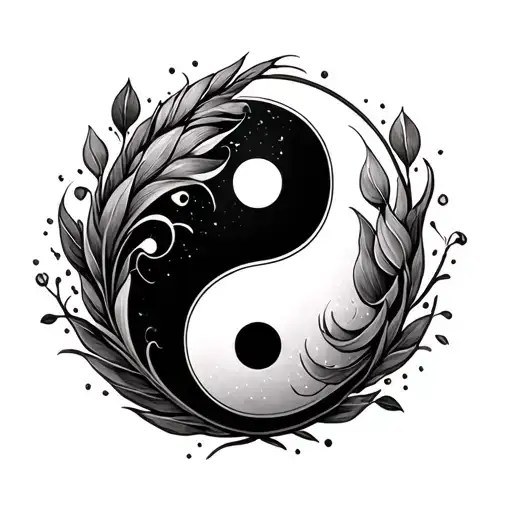 Yin Yang Symbol With Wealthy On Oneside And Happiness On Another Side