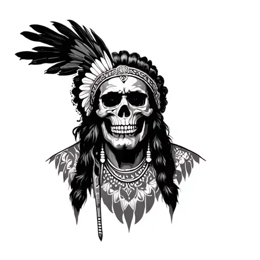 Skull Indian Man Holding