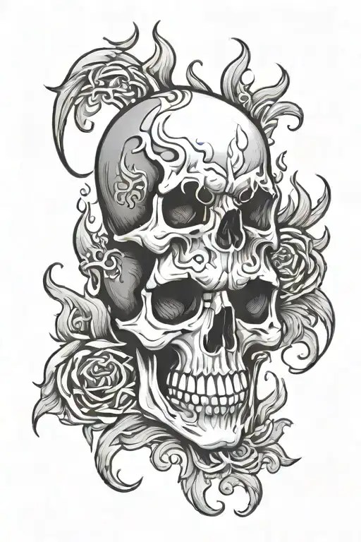Skull Surrounded By Flames