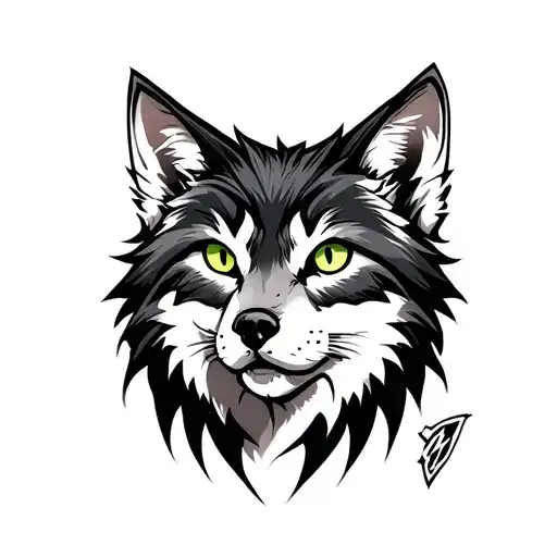 Wolf Head Cat Pierced