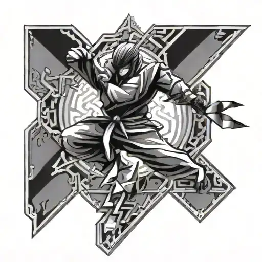 A Geometric Pattern Incorporating Elements Of Martial Arts And Technology