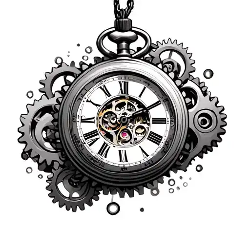 Pocket Watch Surrounded By Gears
