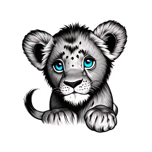 Cute Baby Lion With Blue Eyes