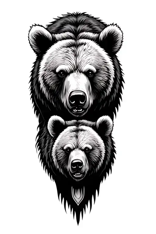 Mother And Baby Grizzly Bear Head