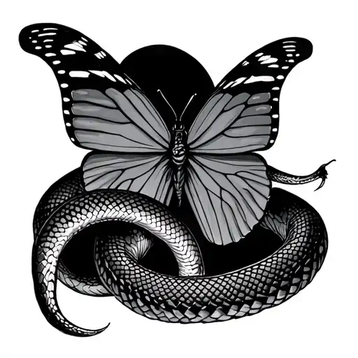 A Butterfly With A Snake Around It