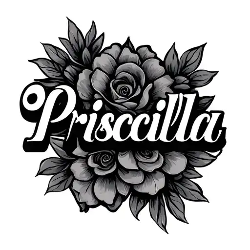 Create The Name Priscilla In Chicano Lettering With Shadows