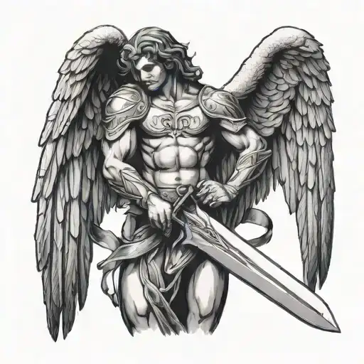 Fallen Angel Holding A Sword