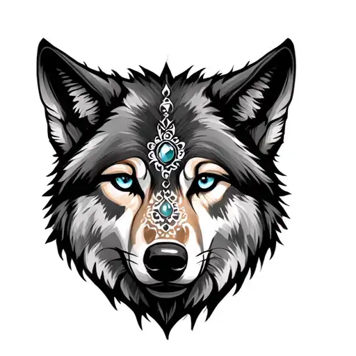 Wolf With Bindi Jewel