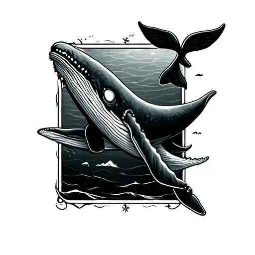 Whale Tale With A Boarder Around It
