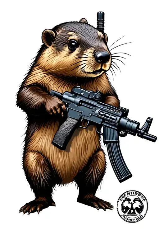 Beaver With M4 Rifle