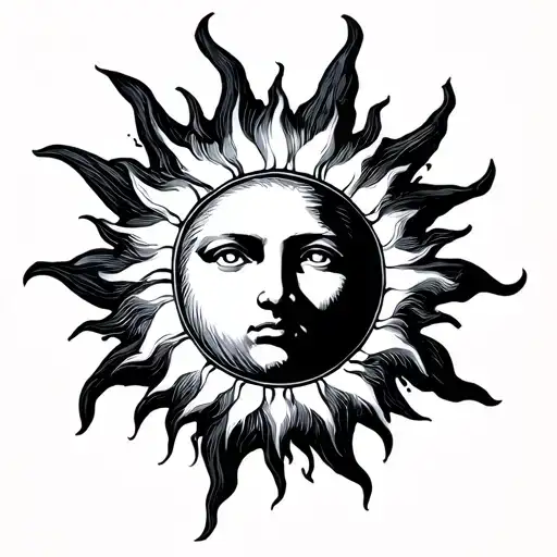 Minimalistic Sun Tattoo With Reference To Apollo