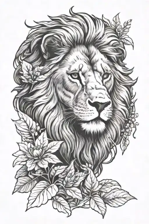 Lion Head Nature Scene