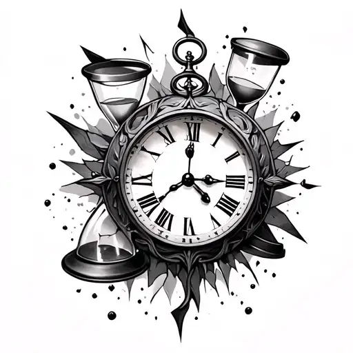 Broken Clock And Hourglass