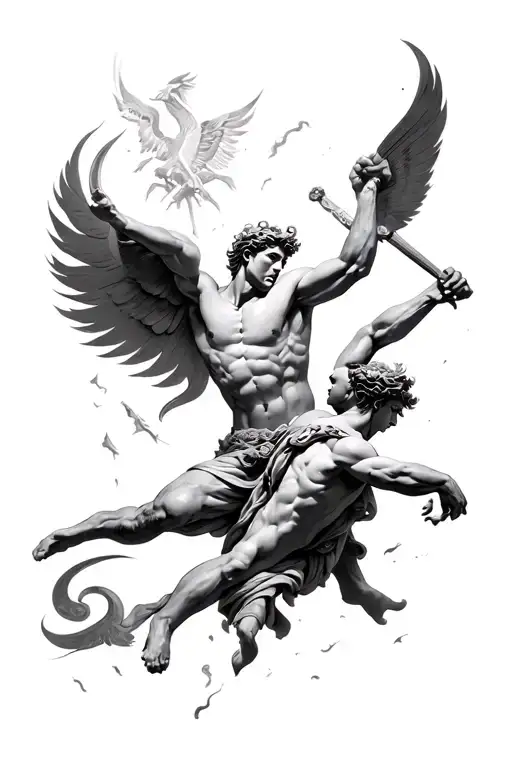 Greek Gods Dionisys Fighting Appollo
