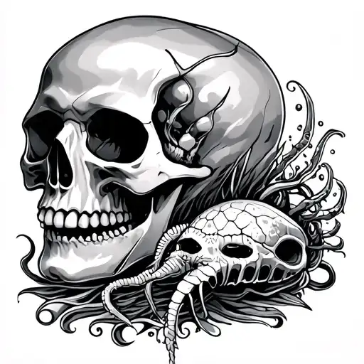 Skull And Sea Creatures