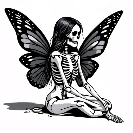 Skeleton Fairy Sitting Facing Away