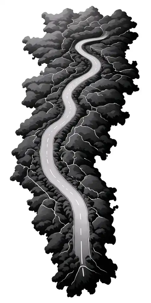 Windy Road Down The Middle Of Map