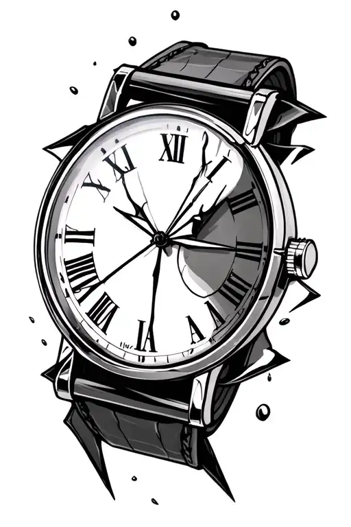 Broken Hour Glass With Watch