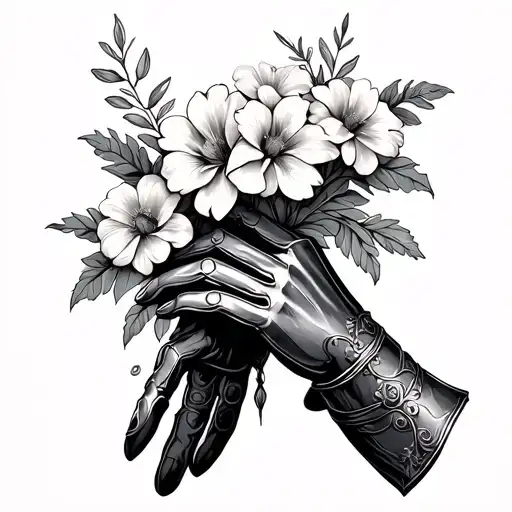 Knight Glove Holding Flowers