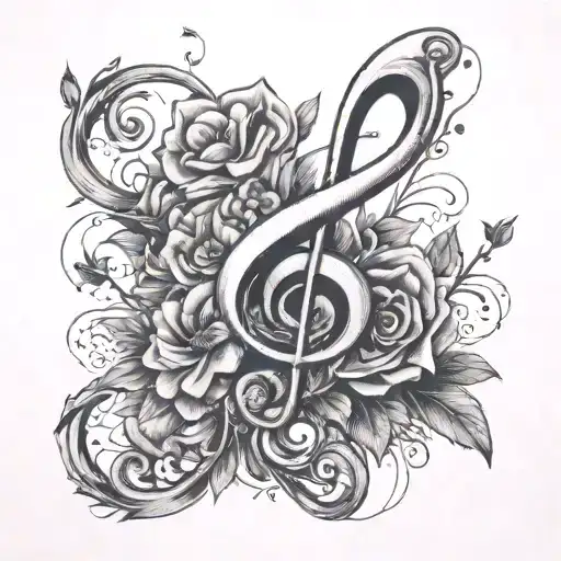 Treble Clef With Flowers Growing