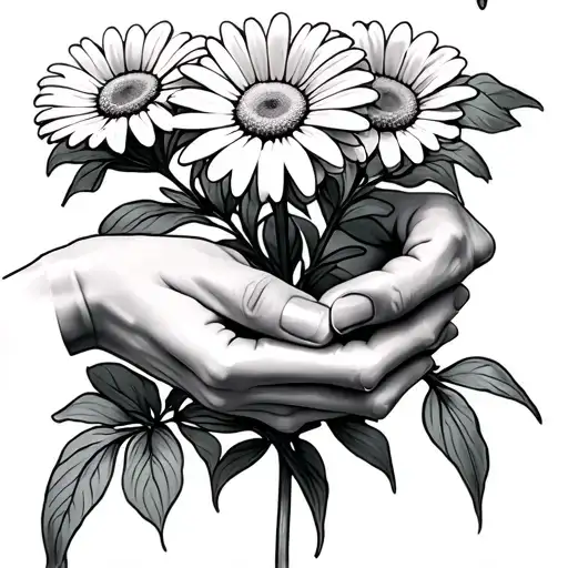 Hands Giving A Daisy Flower