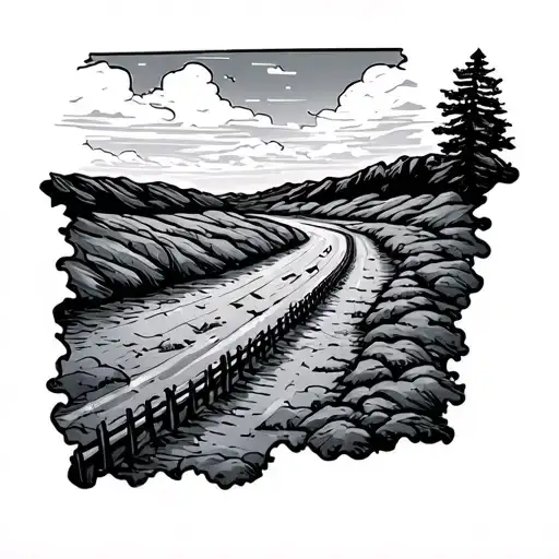 Windy Road Down The Middle Of A Map