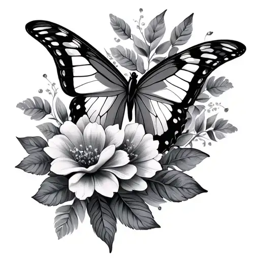 Butterflies And Flowers Intertwined