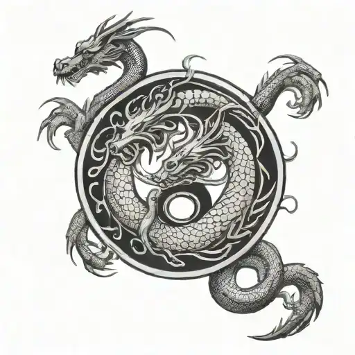 Dragon In Yin-yang Circle