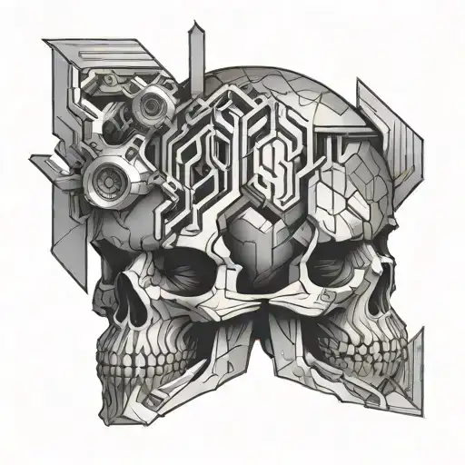 Cyberpunk Geometric Skull
