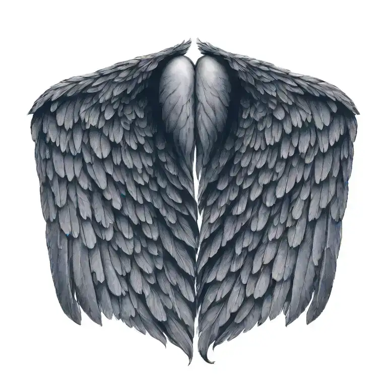 Black And White Angel Wings Together