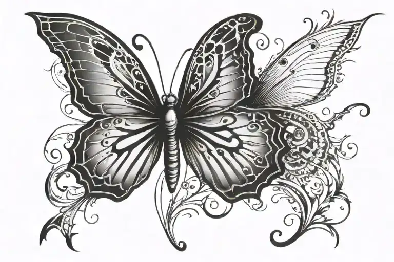 Pinstripe And Butterfly Flying